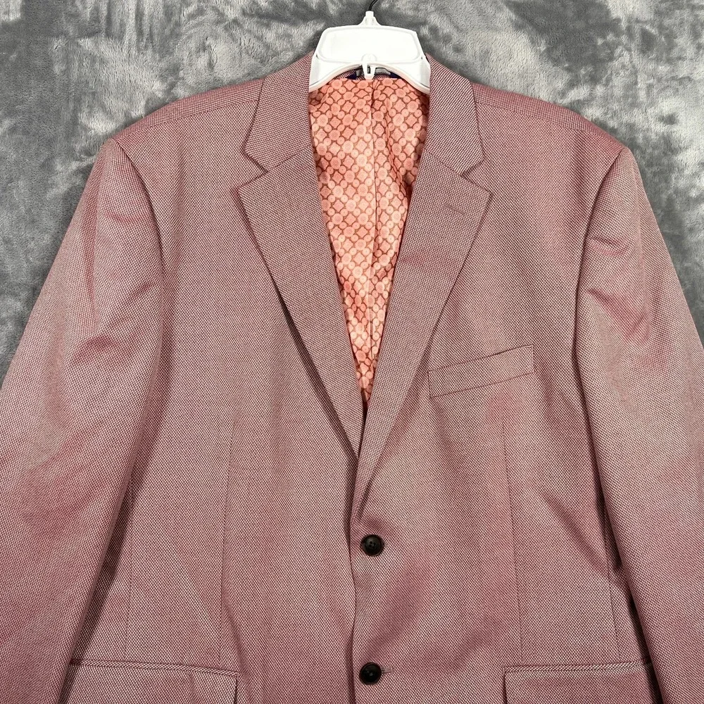 Alan Flusser Pink Blazer Mens XL 46 Lined Suit Jacket Sport Coat Floral